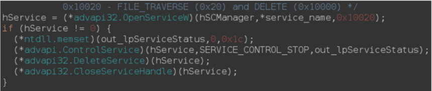 Services stopped and deleted