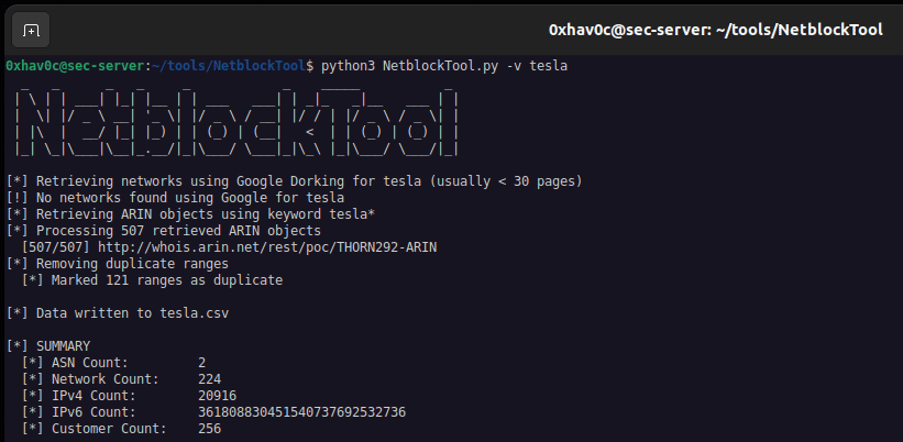 NetblockTool.py output