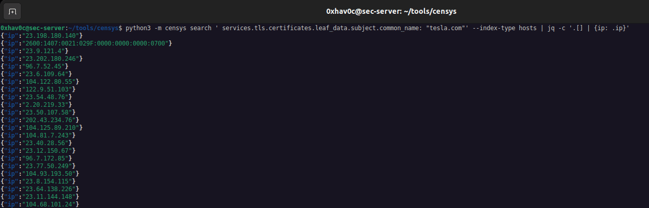 Using censys libary of python.