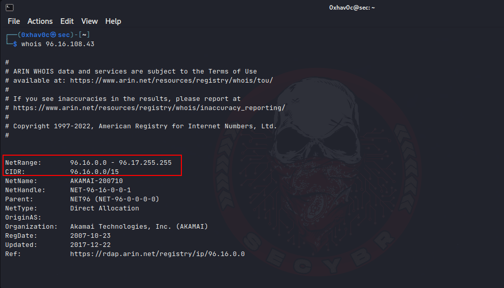 Finding Netblock IP Address CIDR with nslookup & whois