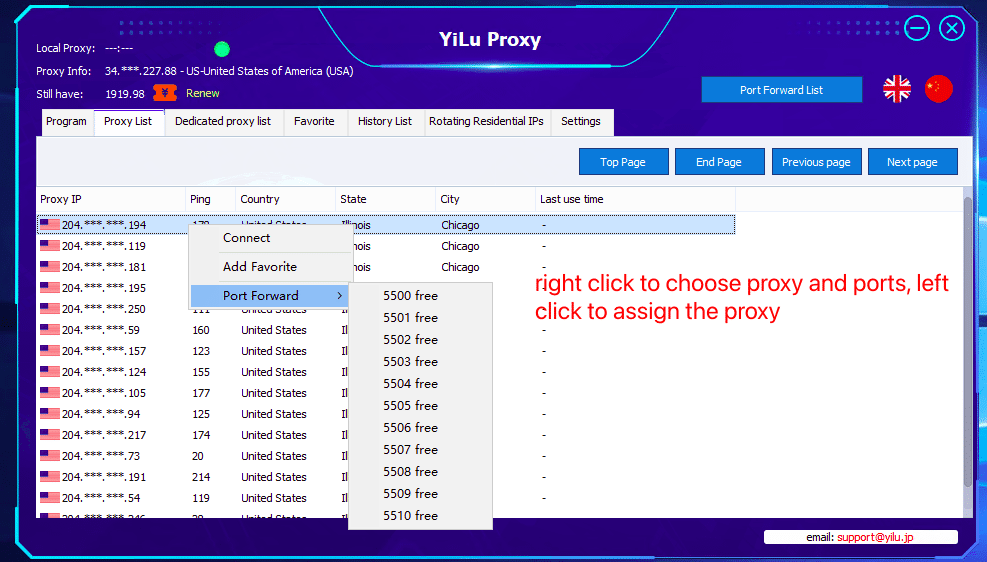 Assign proxy to lalicat