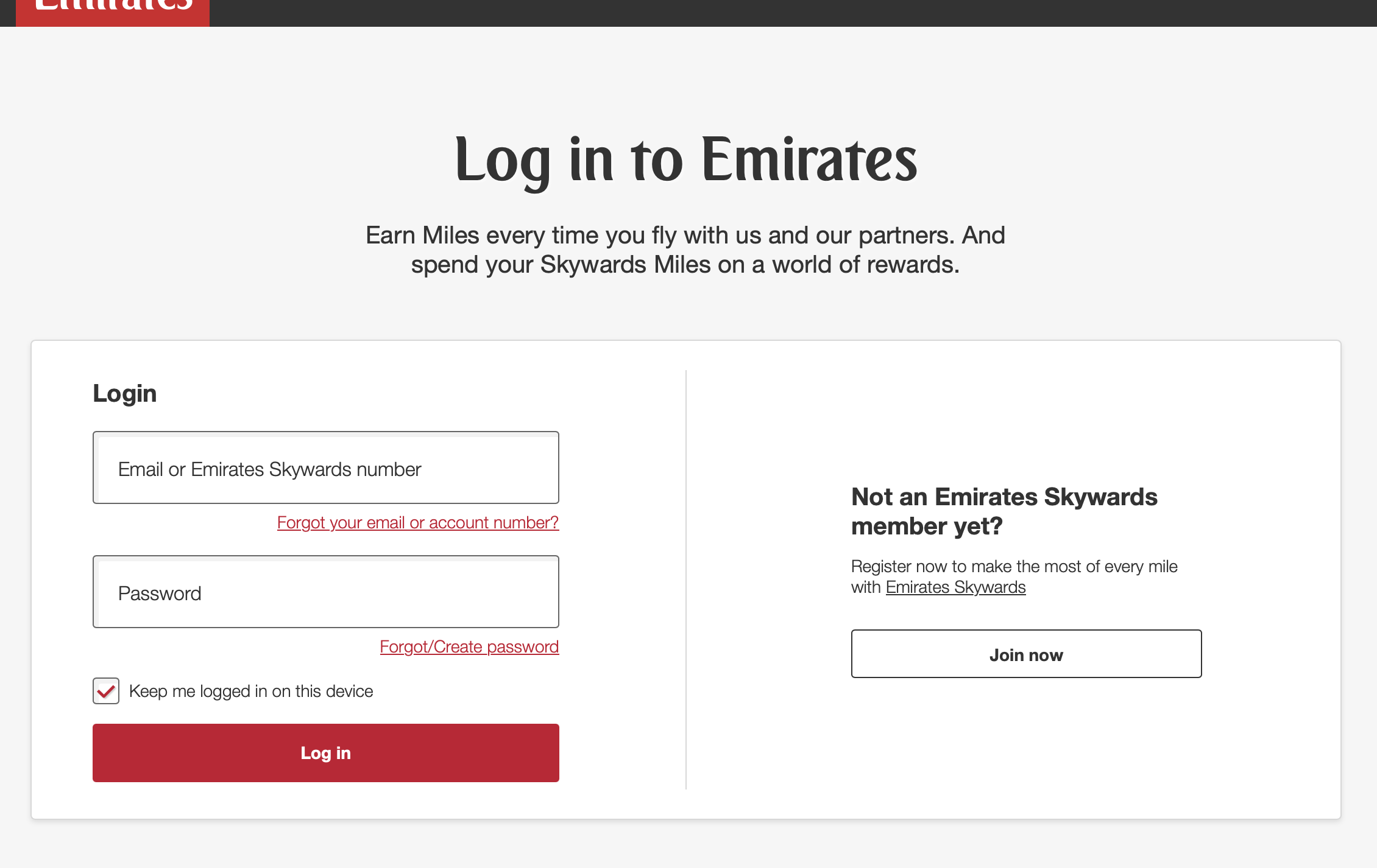 Emirates login scampage 2026