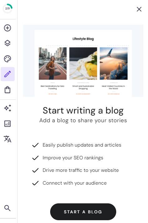 The Blog section in Hostinger Website Builder