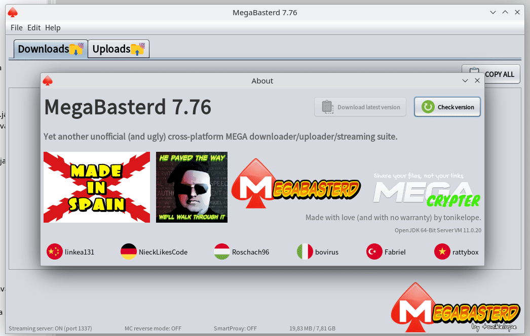Mbasterd screen
