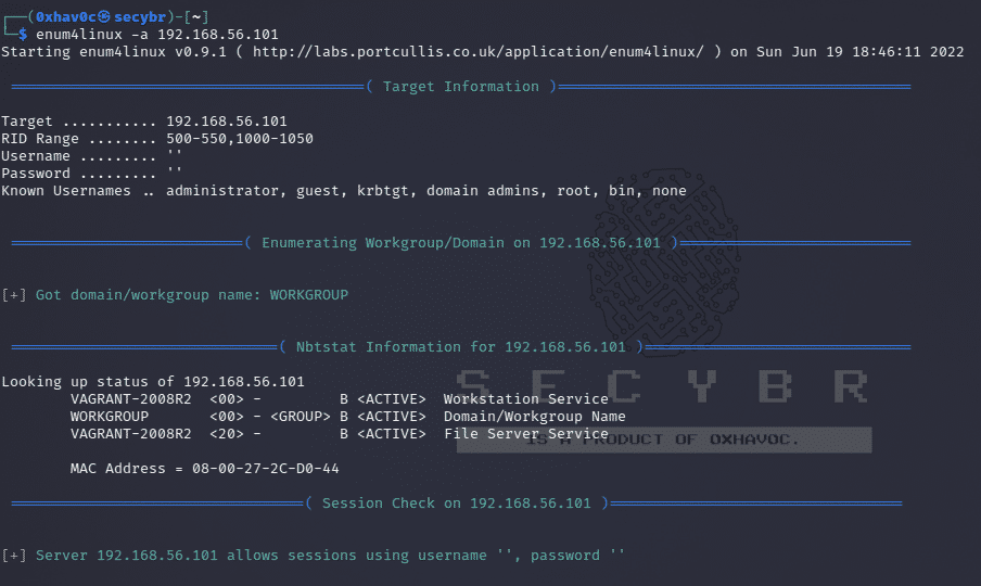 Information gathering with enum4linux