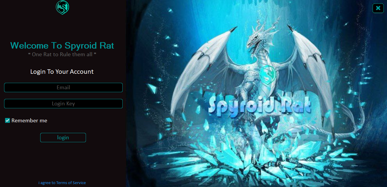 Spyroid Rat V77   Login Screen