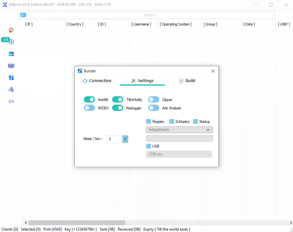 Xworm Builder   Settings